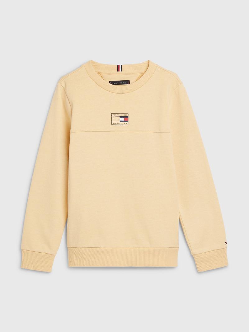 Fiú Tommy Hilfiger Natural Dye Flag Pulóver Sárga | HU 2219ZUT